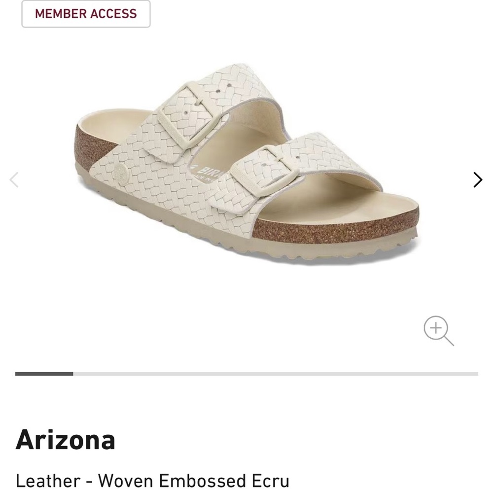 Birkenstock Woven Embossed Ecru Leather Arizona Sandal 38